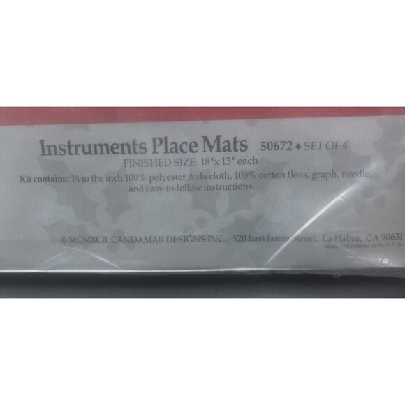 Something Special Counted Cross Stitch Kit Instruments Place Mats Set Of 4 NEW - Picture 3 of 4